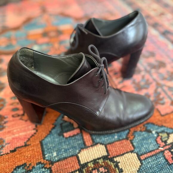 Jil Sander Black Leather Lace Up Oxford Heels - Picture 2 of 10